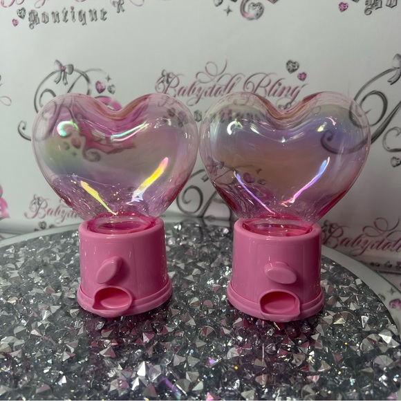 heart shaped candy/pill dispensers holographic pink turn able storage holder y2k - Picture 15 of 17